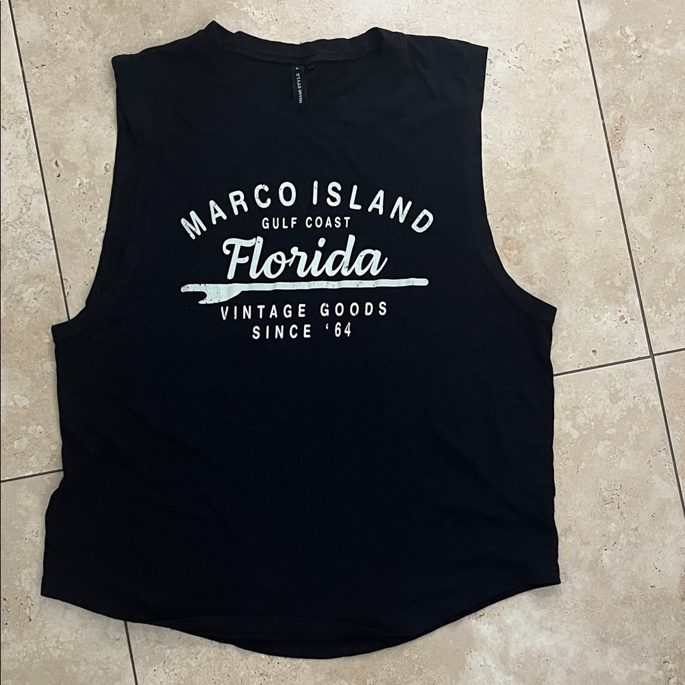 Florida Marco Island Graphic Muscle Tank - Black